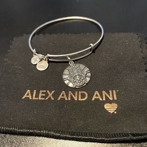 Alex and Ani Hand of Fatima silver tone bangle